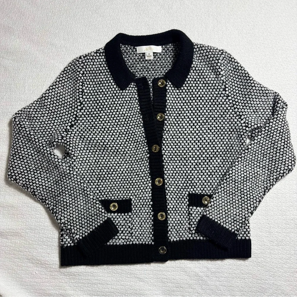 Lilly Pulitzer Cormac Sweater Set Black and White Cardigan Matching Tank Size M - Picture 2 of 12
